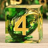 Vista 35 de DNDND Dados de Resina Ojo DND de Borde Afilado Dado de D&D con Estuche de Regalo para Juego de Dungeons and Dragons (Ojo de Dragón Verde)