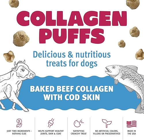Miniatura 3 de Icelandic+ Colágeno Puffs Colágeno de carne horneada con piel de bacalao de 1.3 onzas  Golosinas para perros pequeños, bocadillos crujientes de