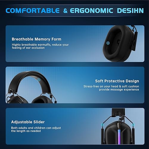 Miniatura 9 de Auriculares inalámbricos para juegos para PS5, auriculares USB de 2.4 GHz con micrófono para PS4, PC, Nintendo Switch, Mac, computadora, auriculares