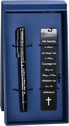 Miniatura 1 de Regalos cristianos para mujeres y hombres, marcapáginas de metal religioso, juego de bolígrafos de gel negro, compañeros de trabajo, profesores,