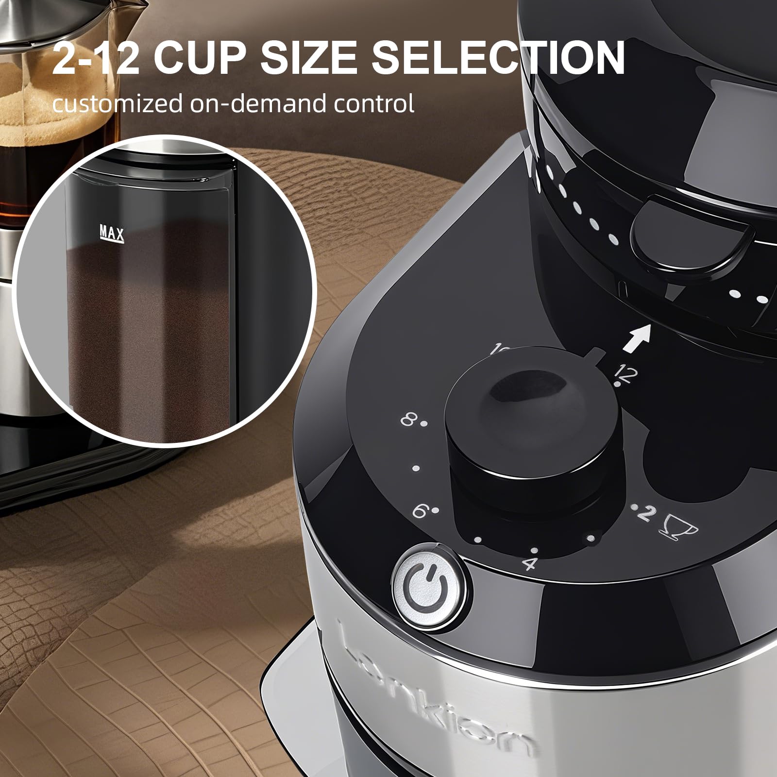 Lonkion Burr Coffee Grinder - 28 Grind Settings -5