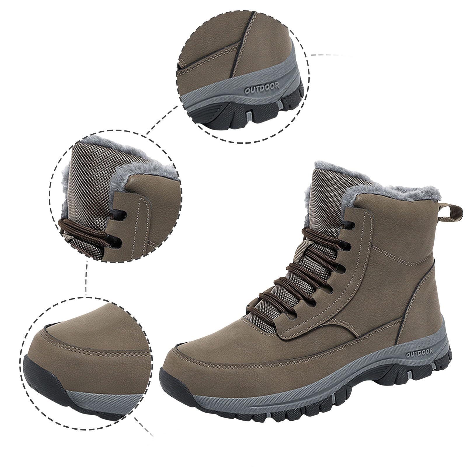 Stivali da Neve Uomo Invernali Stivali da Moto Uomo Foderato Pelliccia Caldo All'aperto Antiscivolo Doposci Scarponcini Chelsea Boot Outdoor Scarpe Casual Foderato Pelliccia Caldo