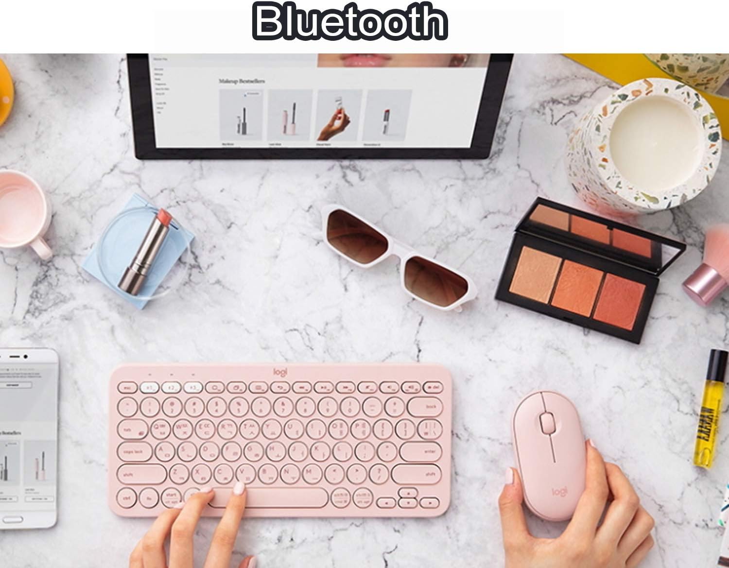 Best Cyber Monday 🔥 K380 Bluetooth Multi-Device Keyboard Korean/English, for Multi-OS Windows, Mac, iOS, Android, Chrome OS Support for Laptop PC Girls Boys Adult Christmas Birthday Home or Office School, Powderpink