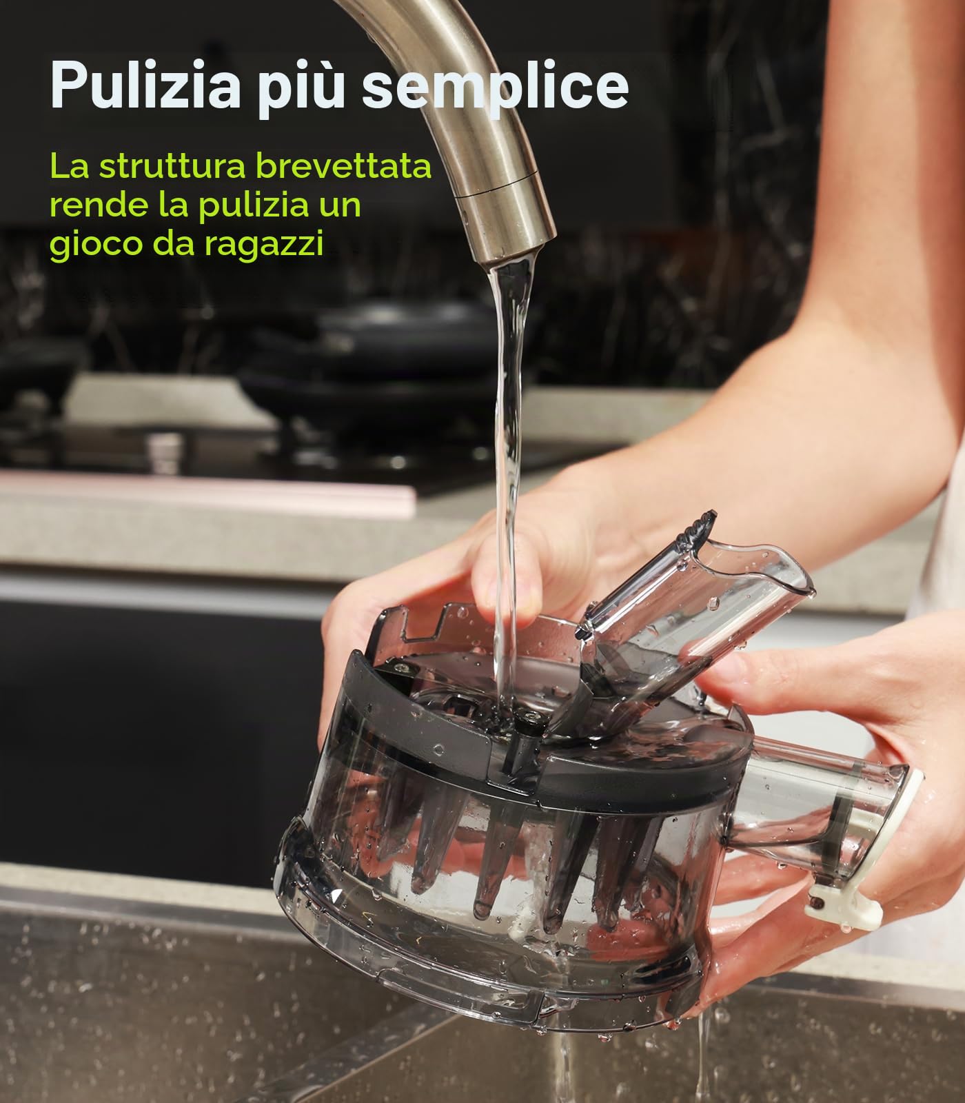 Slow Juicer, Zasmira Spremiagrumi più recente per verdure e frutta con orifizio di carico largo 120 mm, Alte rese di succo per verdure e frutta intere, Facile da pulire