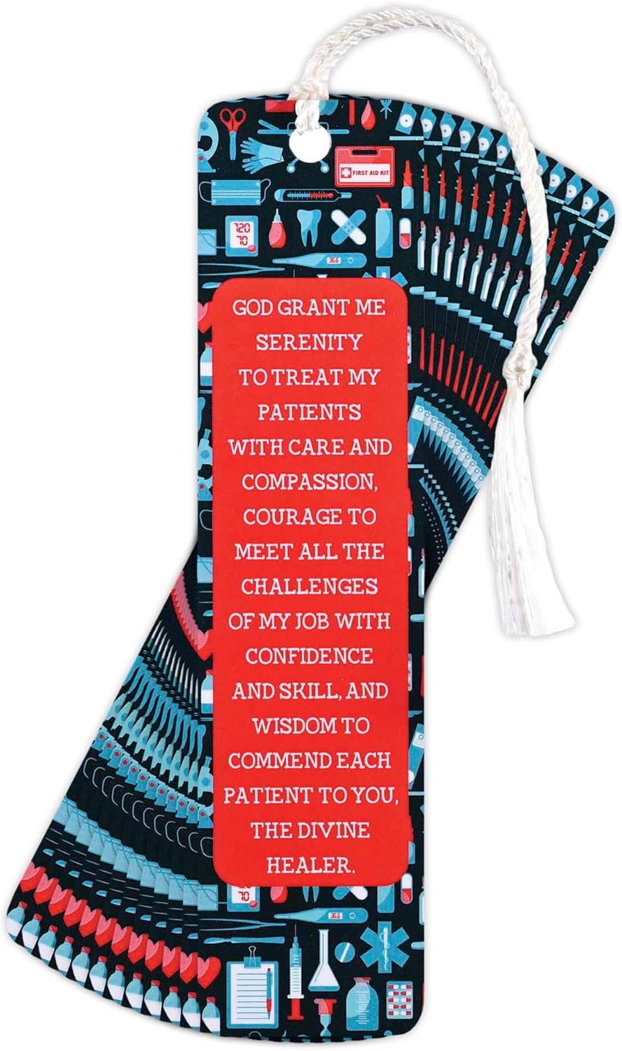 Dicksons BKMV-400 Nurse Serenity Prayer Red and Blue 6 x 1.5 Inch Paper and Tassel Place Keeper Bookmark Pack of 12