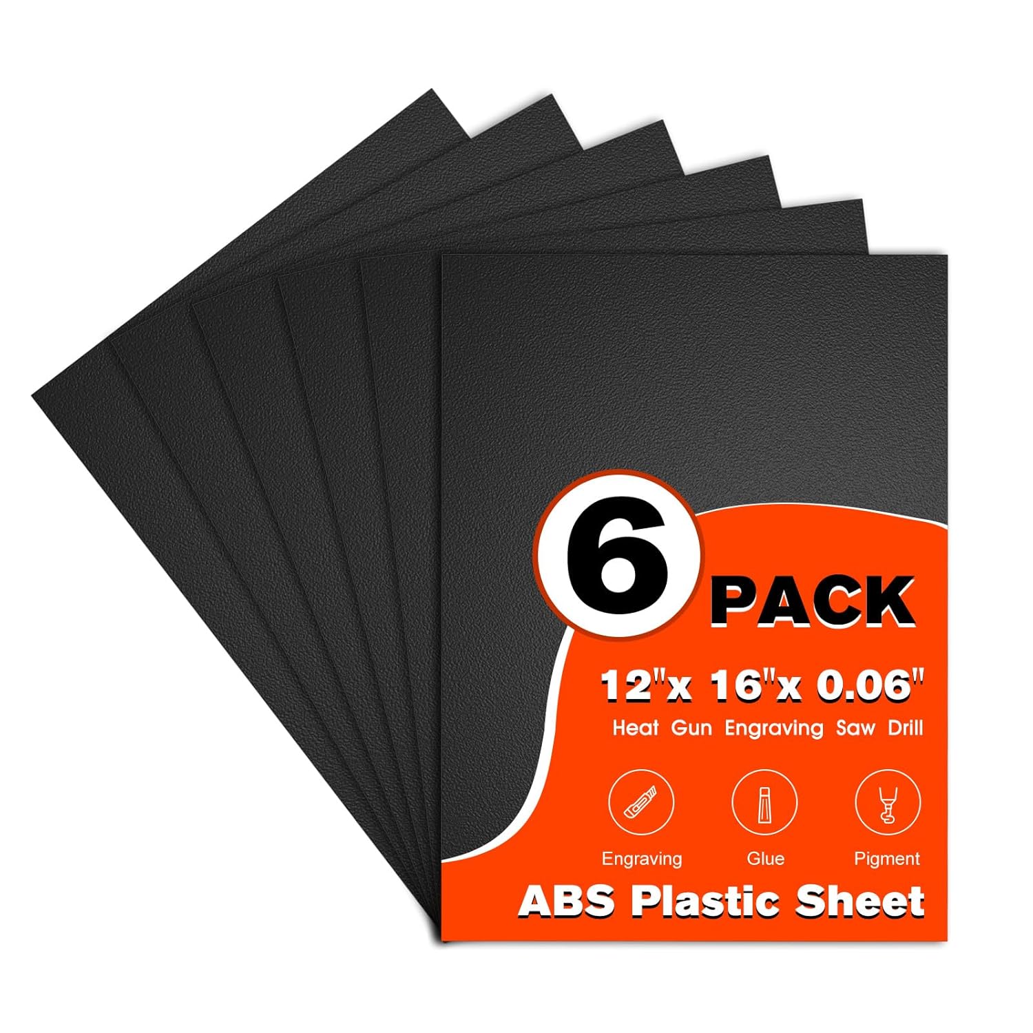 ABS Plastic Sheet 1/16 Inch Thick Black Plastic Sheet 16"x 12" x 0.06" Flexible Plastic Sheets for Crafts Home Decor and DIY Project Black Plastic Sheeting Moldable Plastic Sheets - 6 Pack