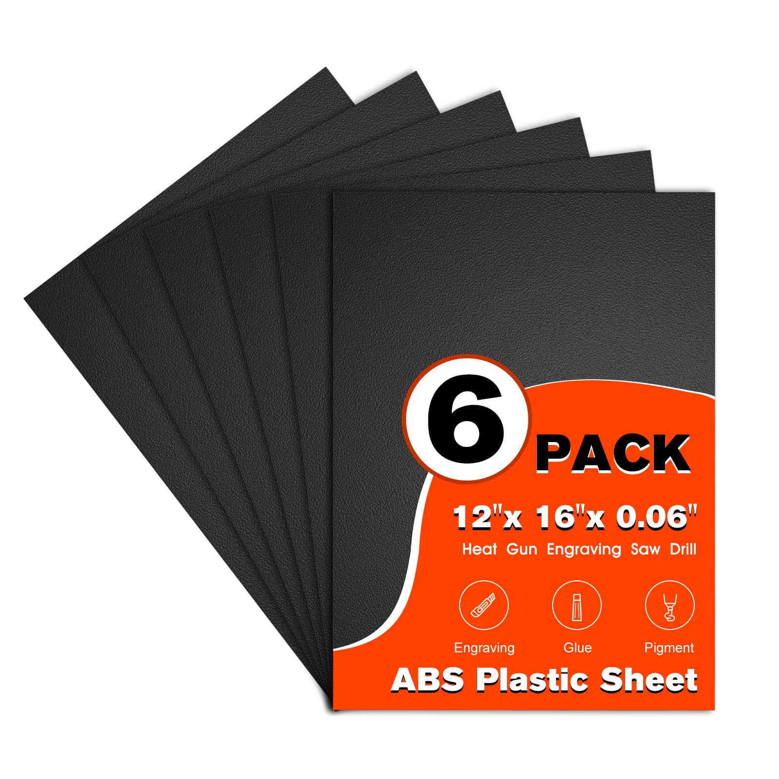ABS Plastic Sheet 1/16 Inch Thick Black Plastic Sheet 16"x 12" x 0.06" Flexible Plastic Sheets for Crafts Home Decor and DIY Project Black Plastic