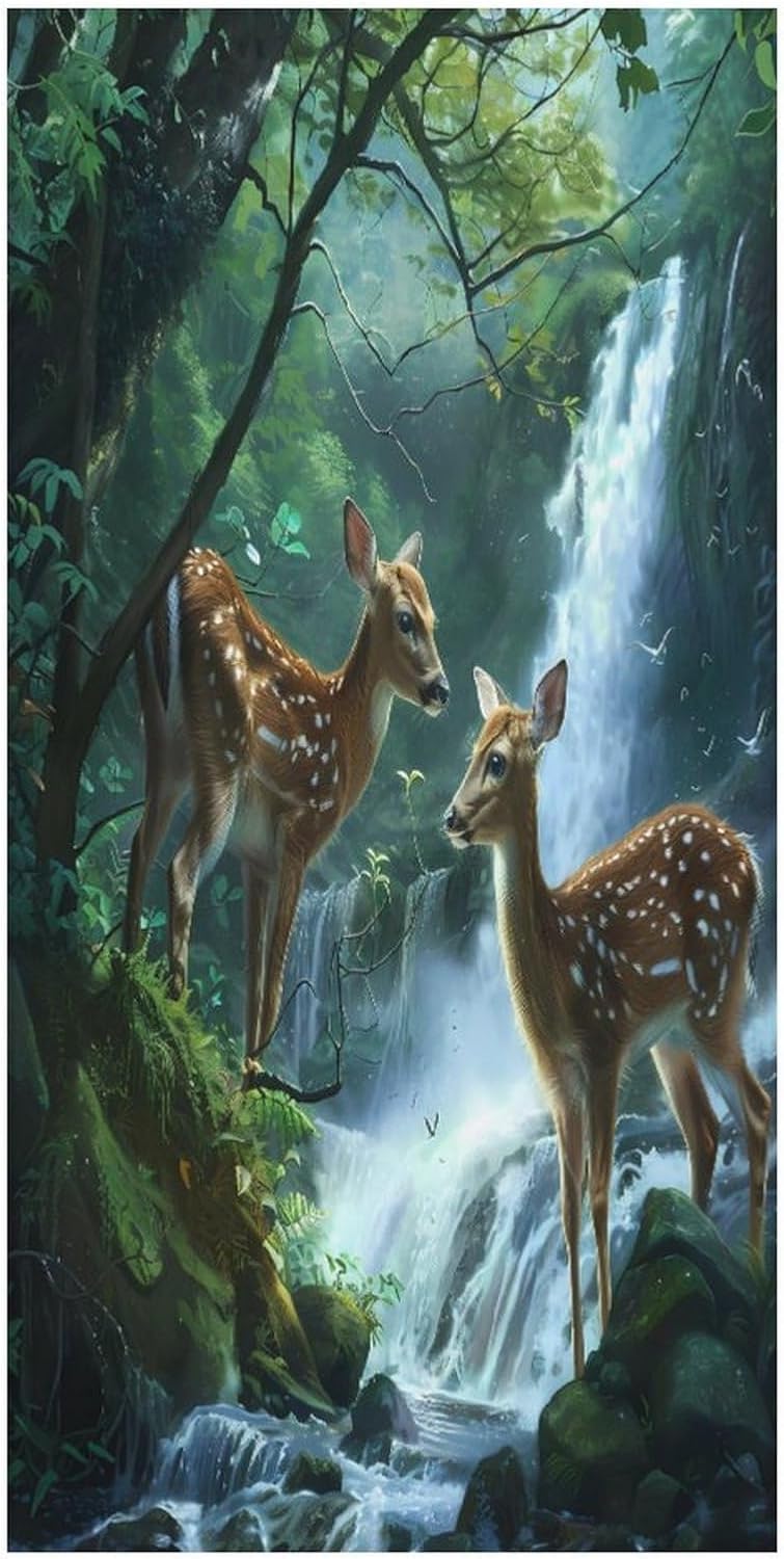 Deer Forests River Animal Bath Towel Beach Towels Quick Dry Oversized Bath Blanket Highly Absorbent Towel for Women Men 160x80cm