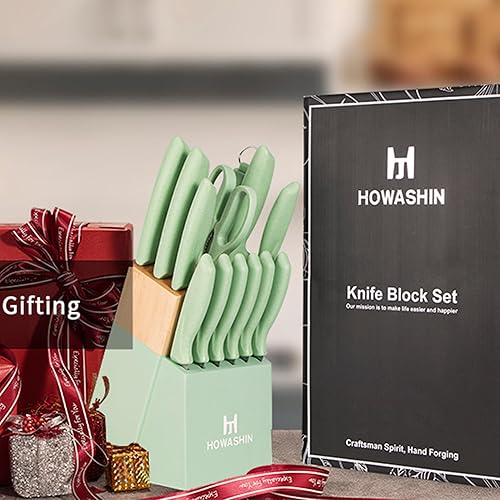 Miniatura 4 de Juego de cuchillos de cocina de 15 piezas con afilador de cuchillos integrado, juego de bloques de cuchillos de acero inoxidable alemán de alto
