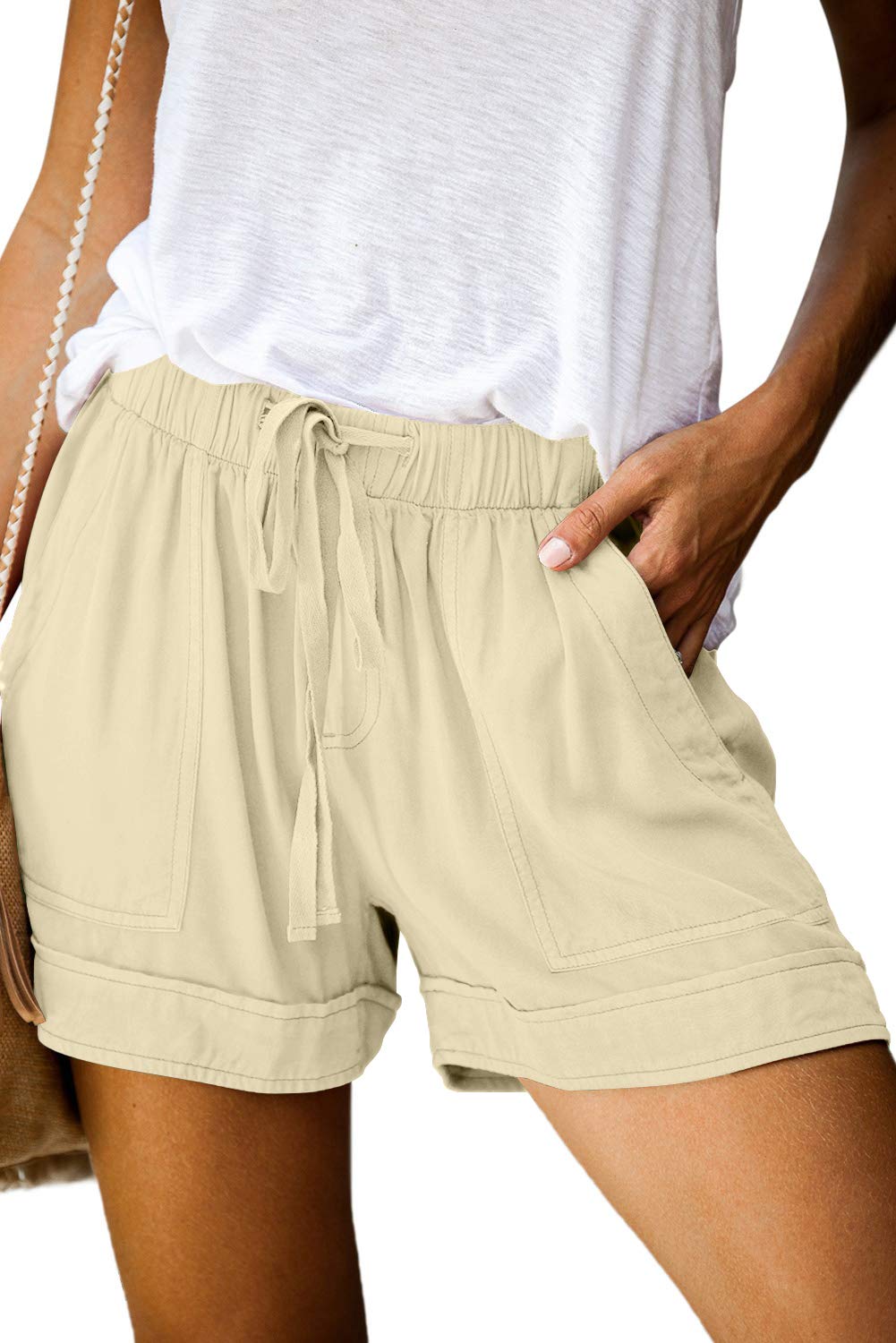KISSMODA Womens Summer Shorts Leopard/Camo/Solid/Floral Print Elastic Waist Pocketed Casual Pants