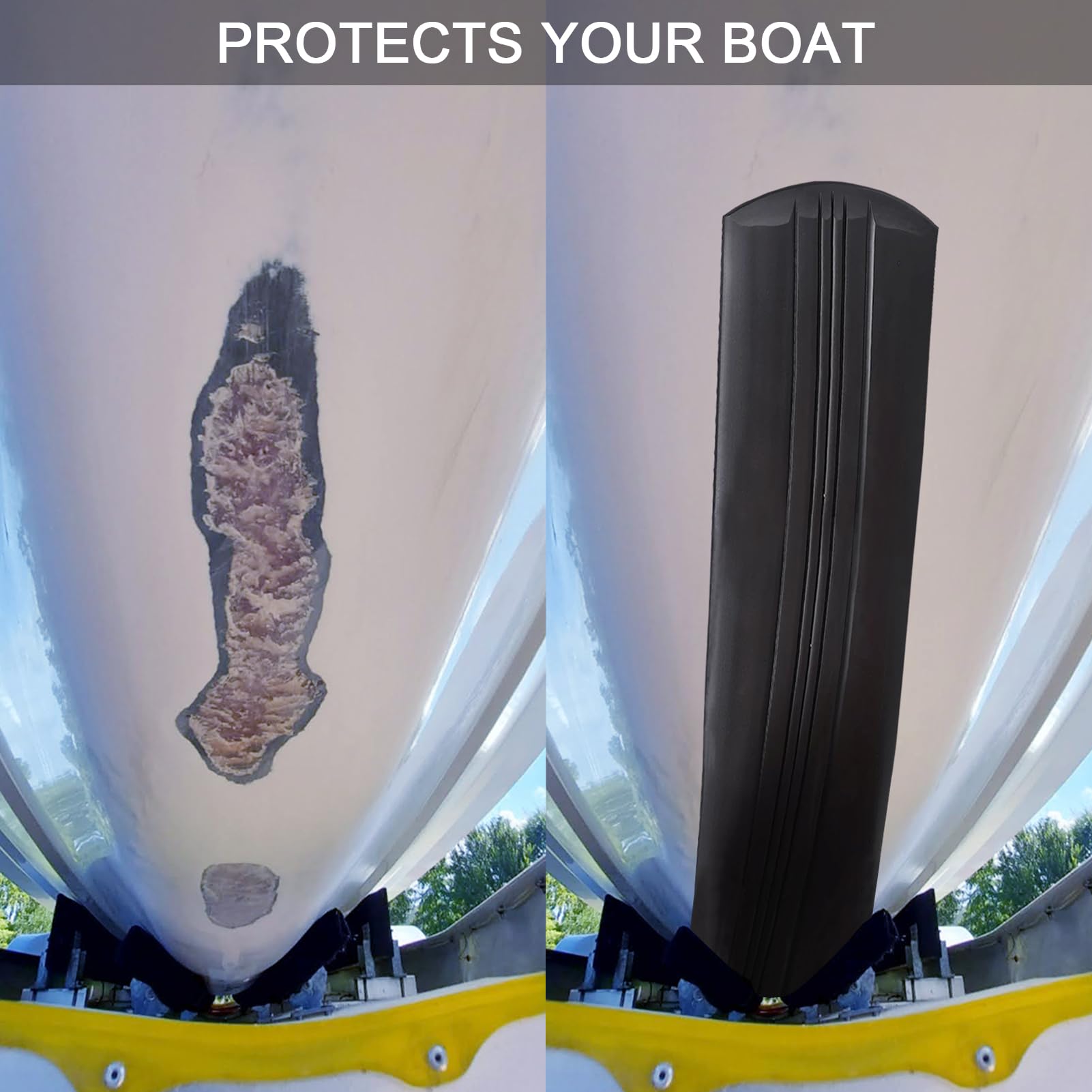Protector de quilla para barcos, bajo de fibra de vidrio de aluminio, protector de quilla de barco, protector de casco protege de rocas, rampas y arañazos, daños y arañazos, autoadhesivo, 12,7 cm de