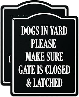 8 x 10 inch, 2PK, Aluminum Dog Warning Sign - Dogs in Yard, Please, Make Sure Gate is Closed Sign with Protective Film for Outdoor Use