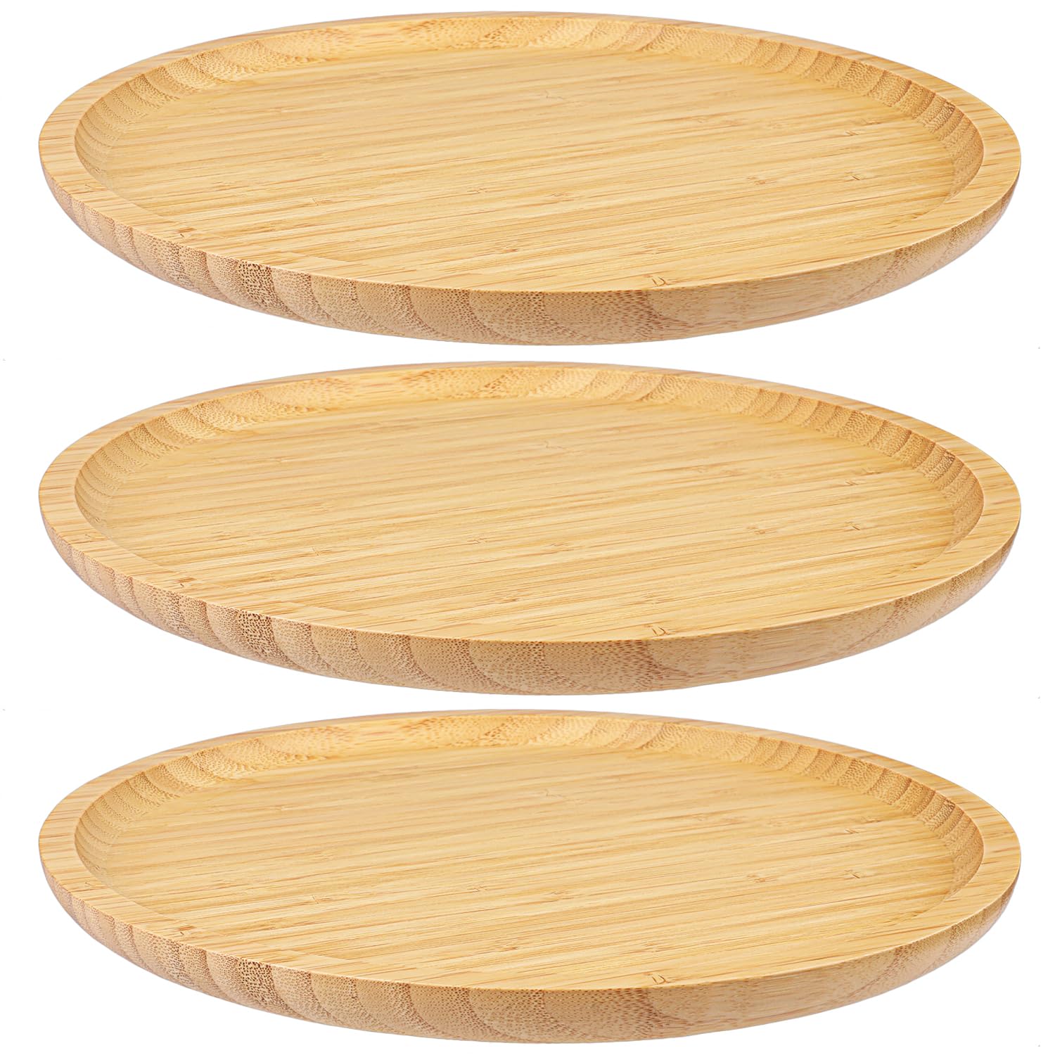 GNIEMCKIN Lot de 3 soucoupes rondes en bambou de 30 cm, pour plantes d'intérieur et d'extérieur, parfaites pour les pots de fleurs succulentes et les pots de fleurs avec drainage.