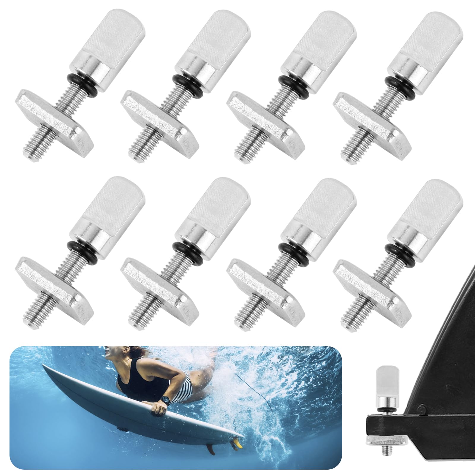 8 viti per tavola da surf SUP, viti per tavola da surf, in acciaio inox 316, viti per tavola da surf, viti per longboard, viti universali, accessori per single fins paddle Board Fin Box