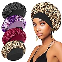 Vista 10 de 4 gorros de seda para dormir, gorro de satén para mujeres negras, hombres y mujeres para cabello rizado, gorro de ducha elástico con estampado