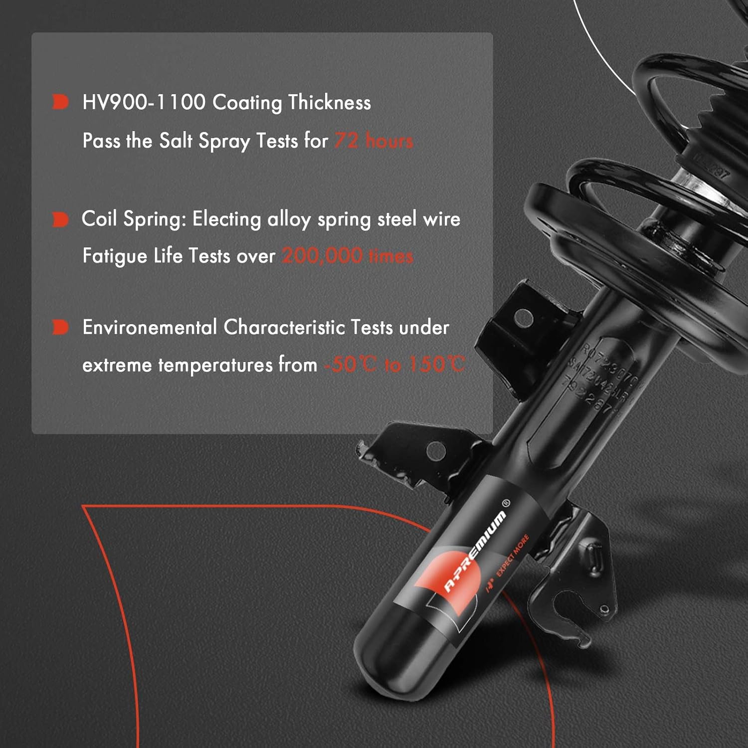 A-Premium Front Pair (2) Complete Strut & Coil Spring Assembly Compatible with Dodge Dart Limited 2013 2014 2015 2016, Driver and Passenger Side