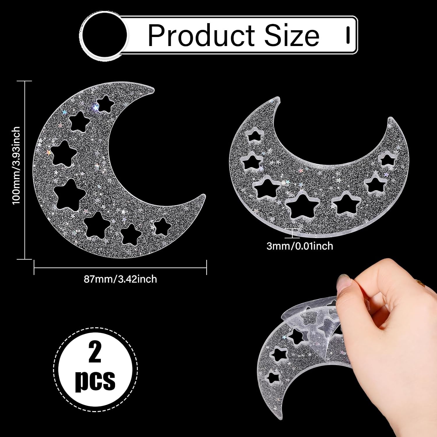 GLOBLELAND 2Pcs Acrylic Embroidery Floss Organizers 4×3.4inch Clear Embroidery Floss Drop Moon Shape Thread Organizers Embroidery Thread Bobbins for Embroidery Organization