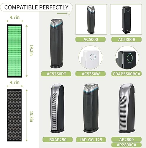 Miniatura 4 de ActualizadoFiltro Nisreen FLT5000 Filter-C True HEPA compatible con filtro Germ-Guardian C AC5250PT AC5000E AC5300B AC5350W para mejorar condiciones