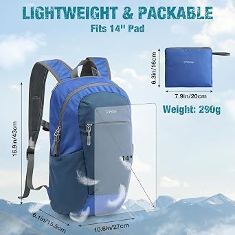 G4Free 18L Lightweight Packable Hiking Backpack for Men Women
