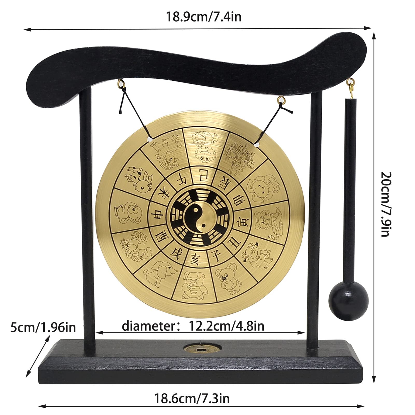 Zen Art Ottone Feng Shui Desktop Gong (W1649)