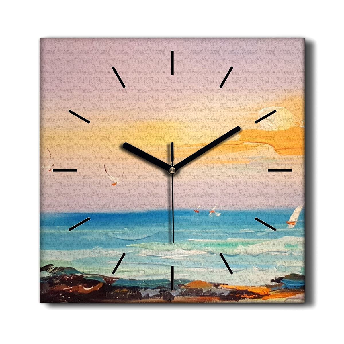 Horloge sur toile salon Coloray Ondes Côte pour créer une ambiance marine apaisante