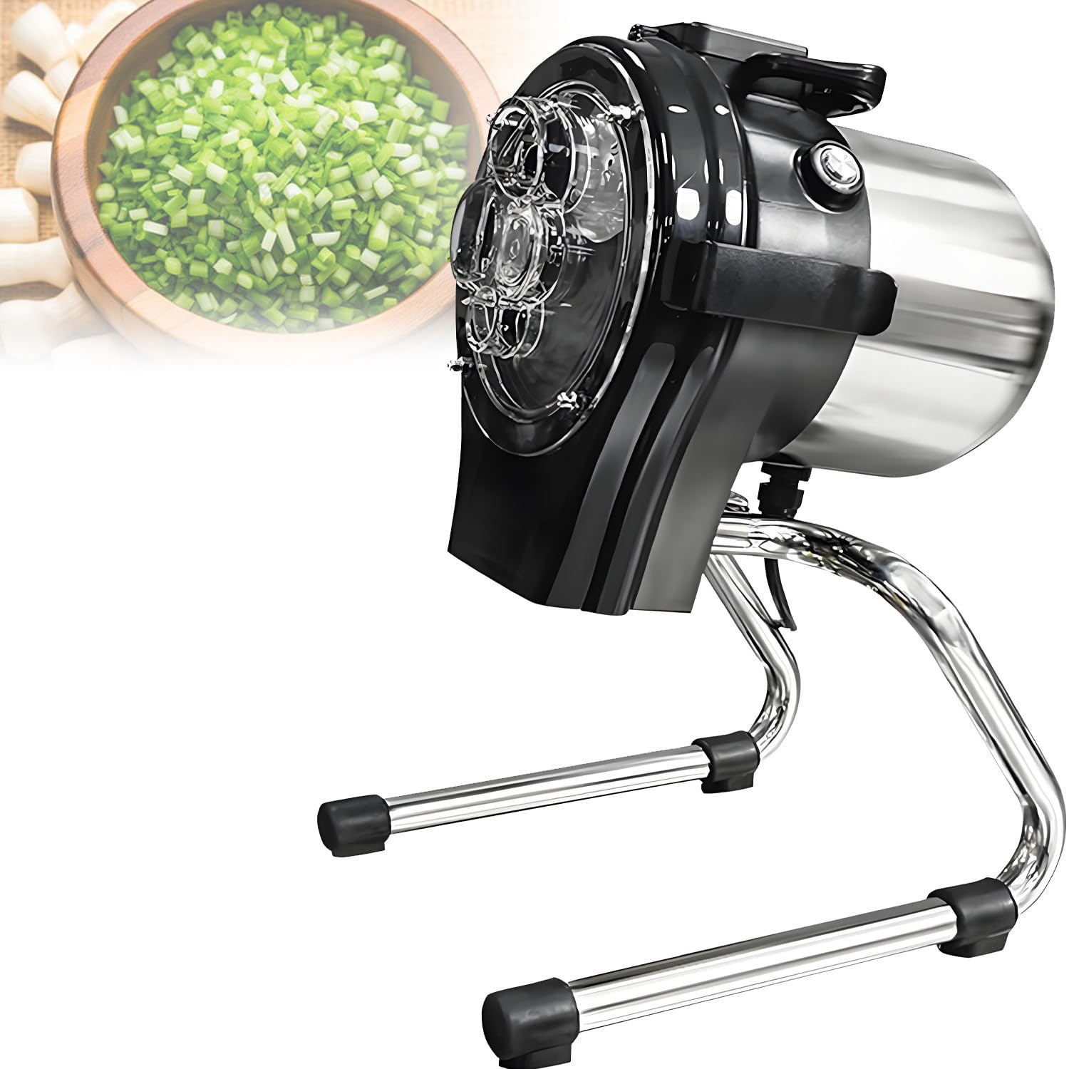 Elektryczna krajalnica do warzyw klasy komercyjnej,krajalnica do szczypiorku z wydajnym silnikiem 6000obr./min,regulowana grubość 1-5mm,wyjmowane,zmywalne części do szczypiorku,chili i kolendry B