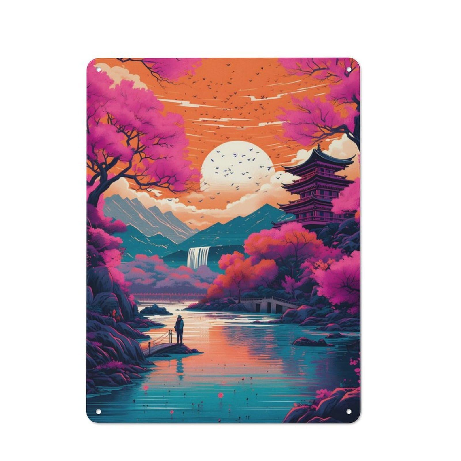 Junmoney Colorful Nature Metal Plaque 40X30cm With For Workshop Wall, Retro Decor, For Garage, Workshop And Man Cave Decoration