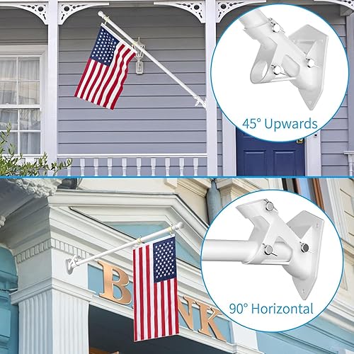 Miniatura 55 de ZMTECH Mástil de bandera – Soporte mejorado, bastones de bandera de acero inoxidable de 6 pies para exteriores de casa, residencial o comercial, kit