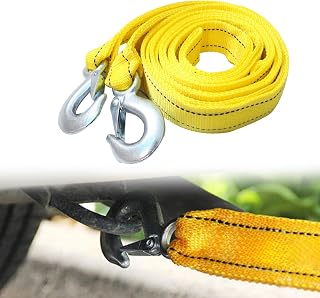 Kutyun Heavy Duty Tow Strap with Metal Safety Hooks - 13ft Recovery Rope, 10,000lbs Break Strength for Cars, Trucks, SUVs