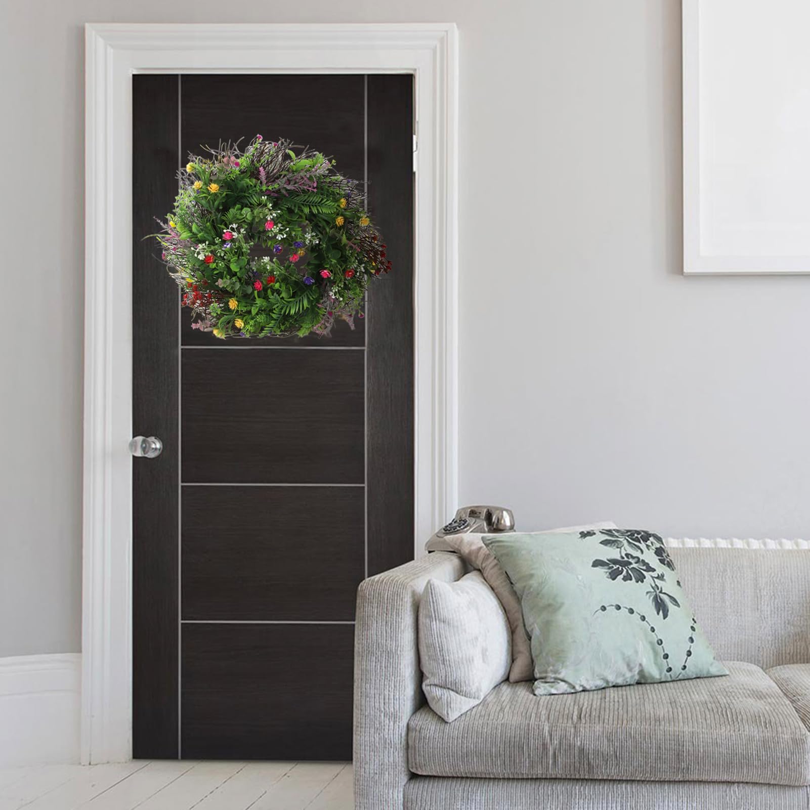 Couronne artificielle de fleurs séchées élégante pour décoration de mariage