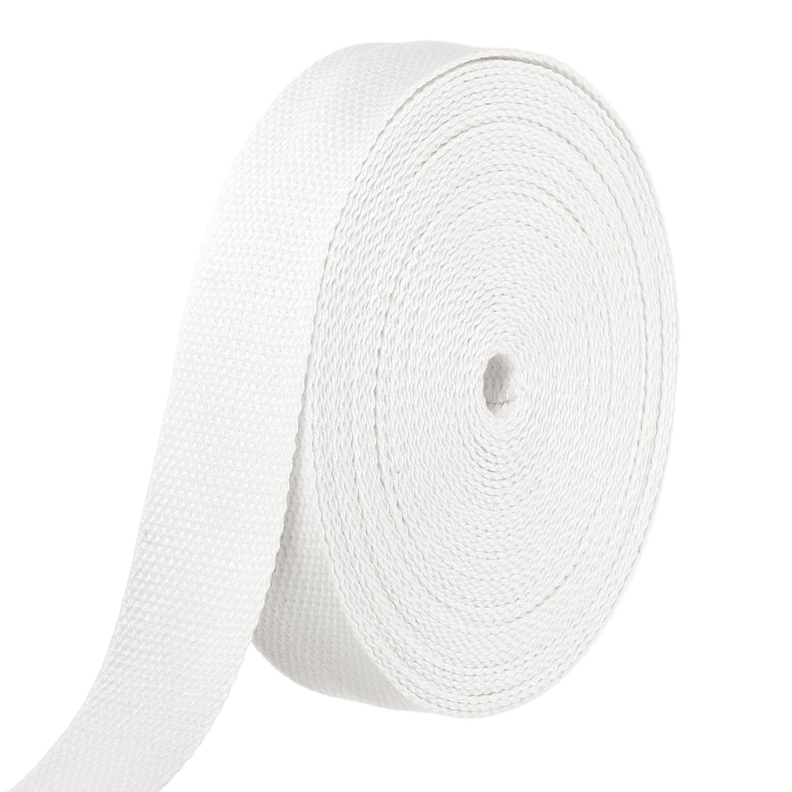 sourcing map Cotton Webbing 32mm x 10m (W x L) Polyester Cotton Weave Webbing Strap Twill Tape Ribbon for Art and Crafts Webbing Tote Bag Handles Cloth Belt Making Outdoor Supplies, White