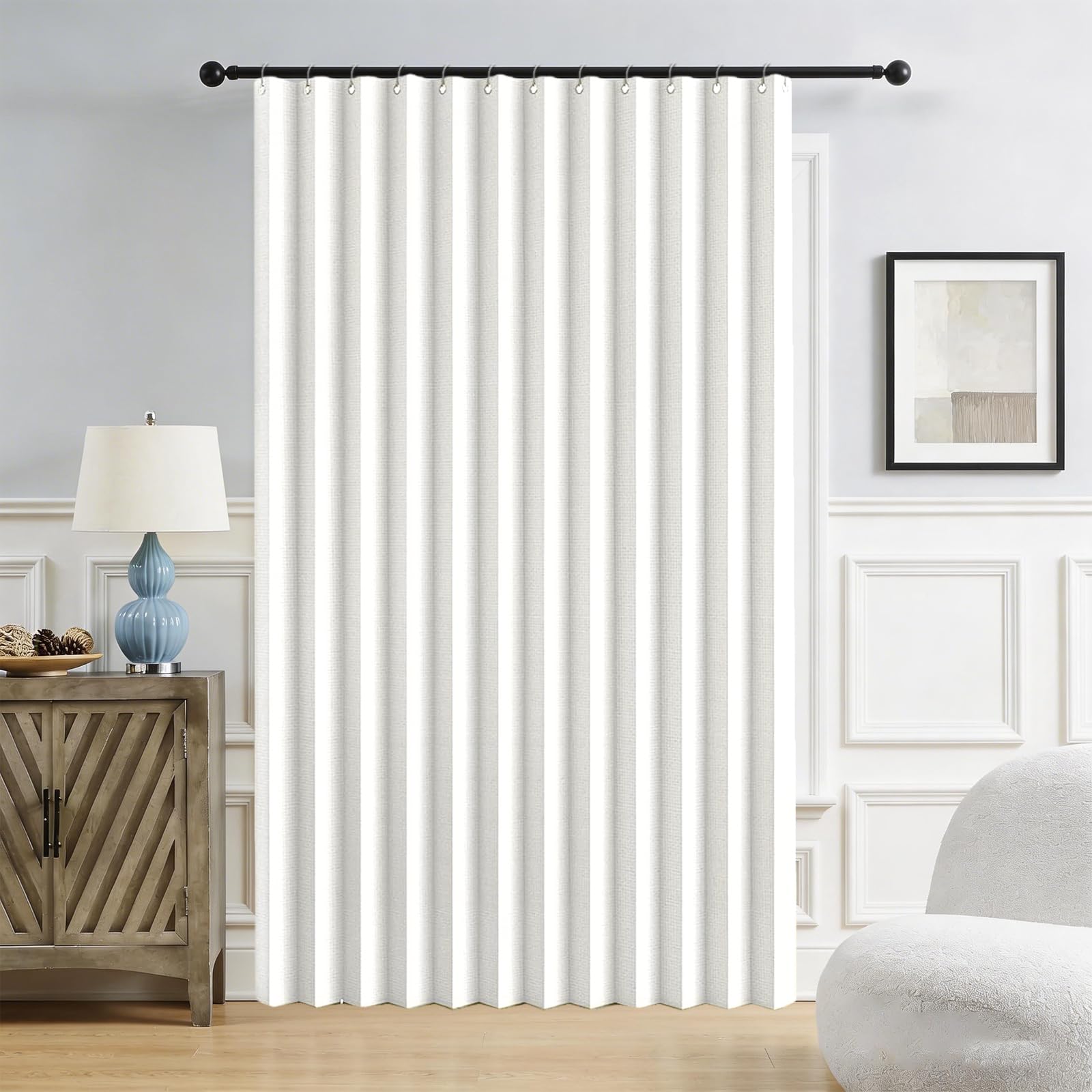Separador magnético plegable personalizado, textura de lino blanco, ideal para sala de estar y dormitorio, decoración elegante y funcional del hogar, 100 x 220 cm
