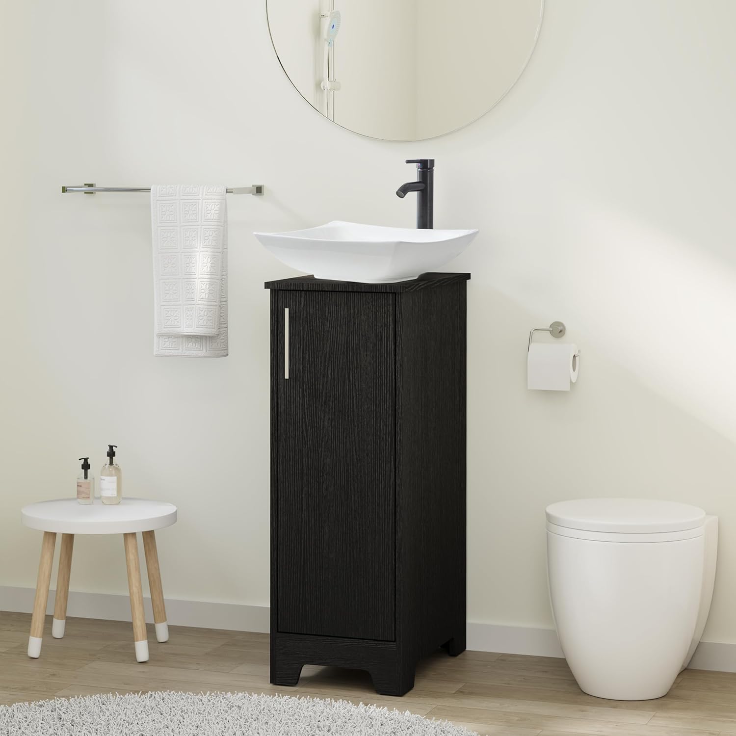 Amazon.com: UEV 13" Black Bathroom Vanity with Sink Combo,Small Bathroom Vanity Cabinet White ...