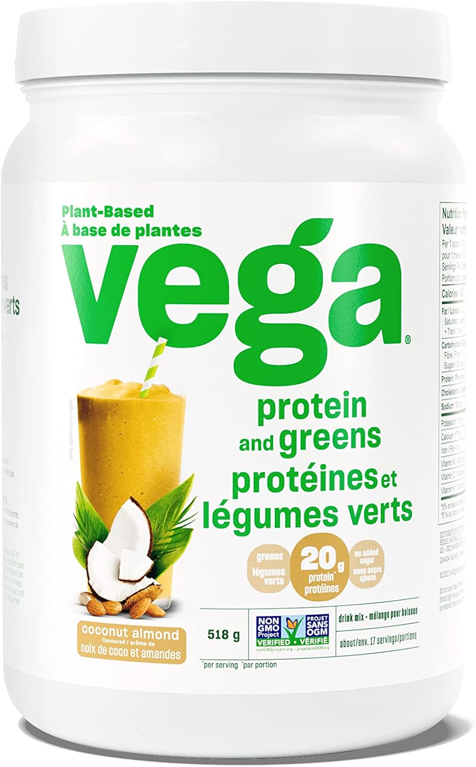Vega Protein and Greens Coconut Almond (18 Servings) Plant Based