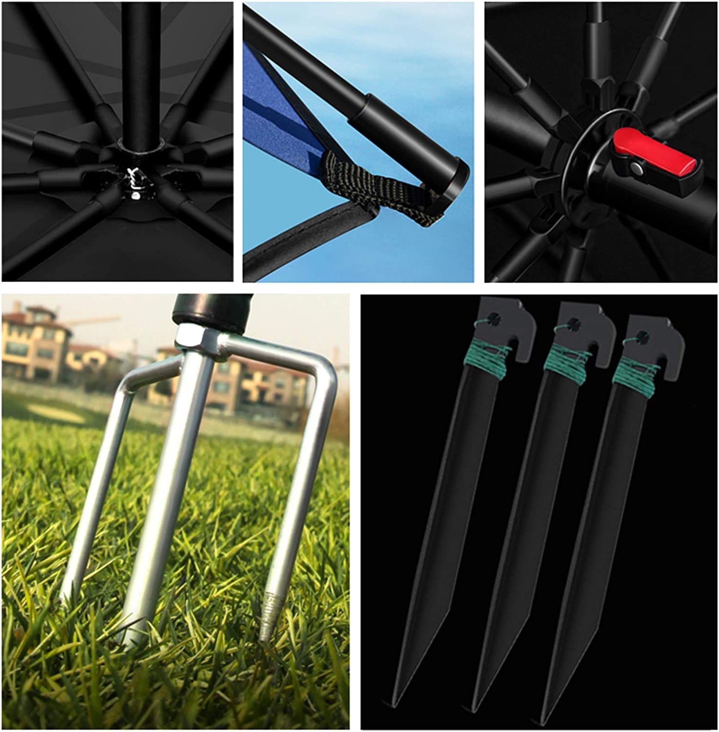 Duży parasol wędkarski Parasol chroniący przed słońcem Pochylony o 360 stopni Nowy zagęszczony filtr przeciwsłoneczny Parasol przeciwburzowy do wędkowania Kemping Golf i zajęcia na świeżym powietrzu 2