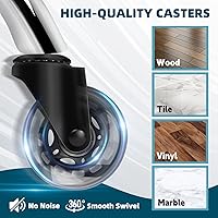 Vista 5 de Taburete rodante con ruedas, capacidad de peso de 400 libras, silla de pestañas resistente ajustable para tatuajes, laboratorio, masaje, spa, Negro