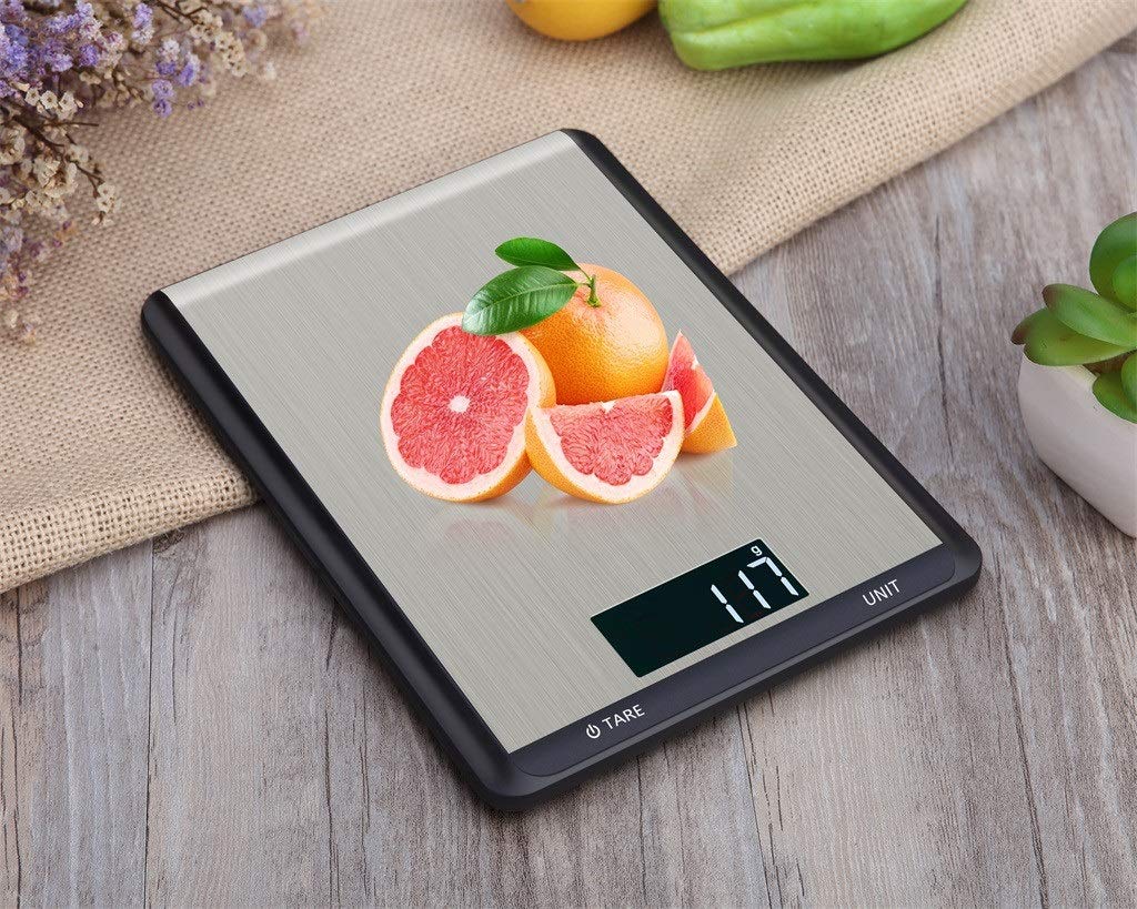 Bilancia da cucina digitale Bilancia per alimenti elettronica Design ultrasottile Bilancia da cucina domestica Display LCD Spazio compatto Facile da pulire, Nero-5KG/1G