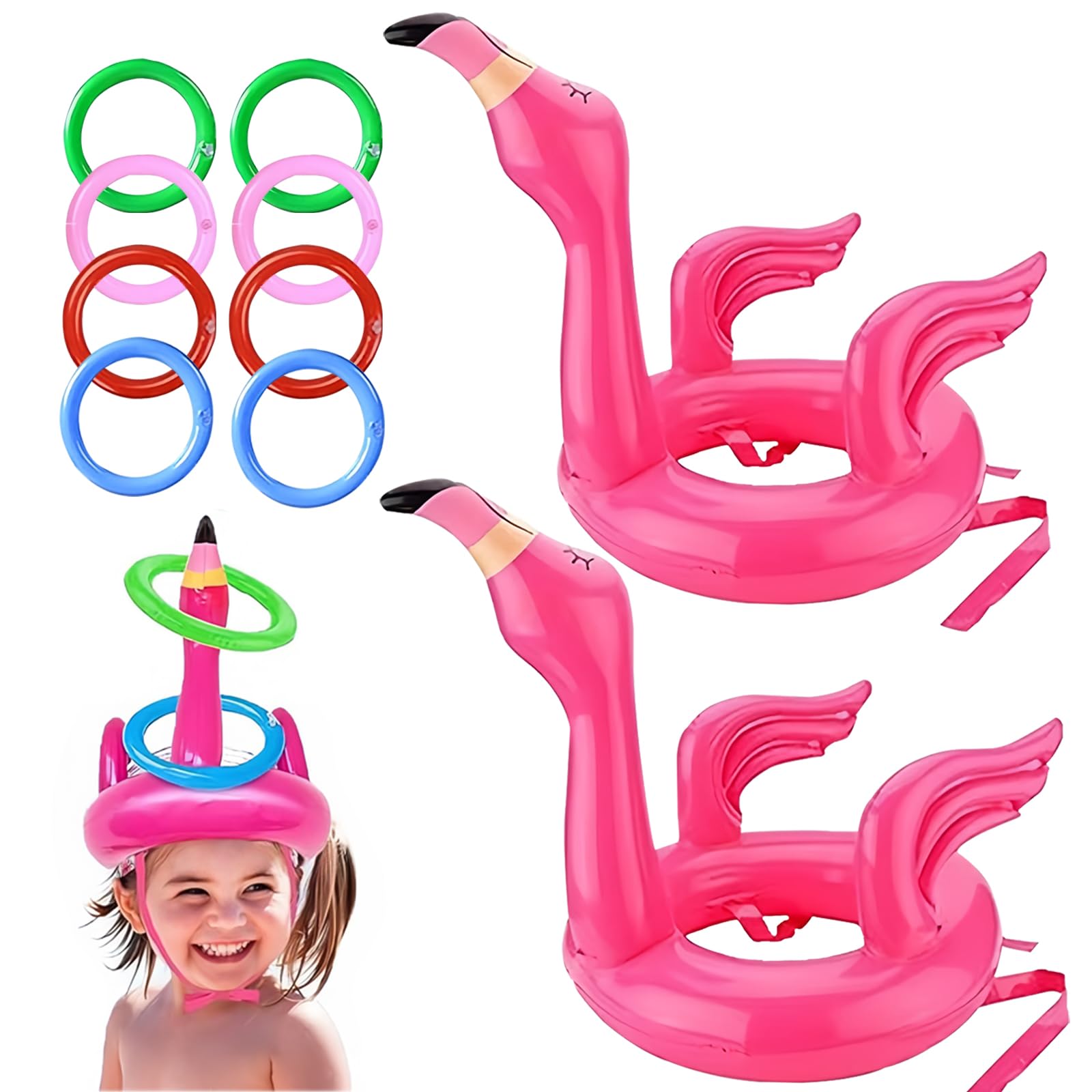 Flamingo Ring Toss Games for Kids Party,Inflatable Flamingo Ring Toss with 8 Rings Toss Toys,Inflatable Throwing Rings Party Toss Games for Kid,Adults Family Indoor Outdoor Garden Parties Fun Game