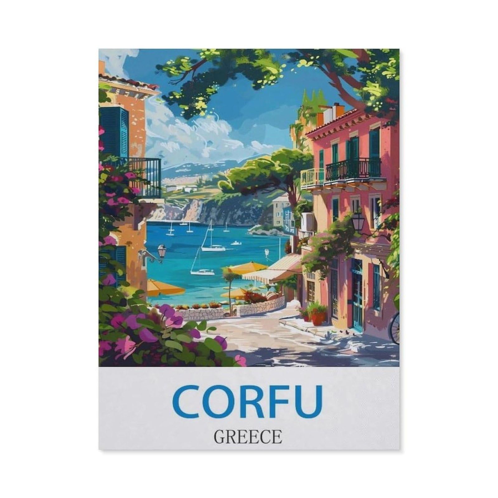 BEAYODKP DIY 5D Diamond Painting，Corfu Greece，Round Diamond, Used for Room Decoration（50 x 60 cm/19.68 x 23.62 inches）-CJ13