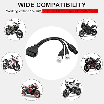 Motorcycle OBD2 Diagnostic Cable Kit with 3, 4, 6 Pin Adapters,Fault Code Reader & Scanner for OBDII Compatible Bikes,Plug & Play ABS Plastic Metal Tool