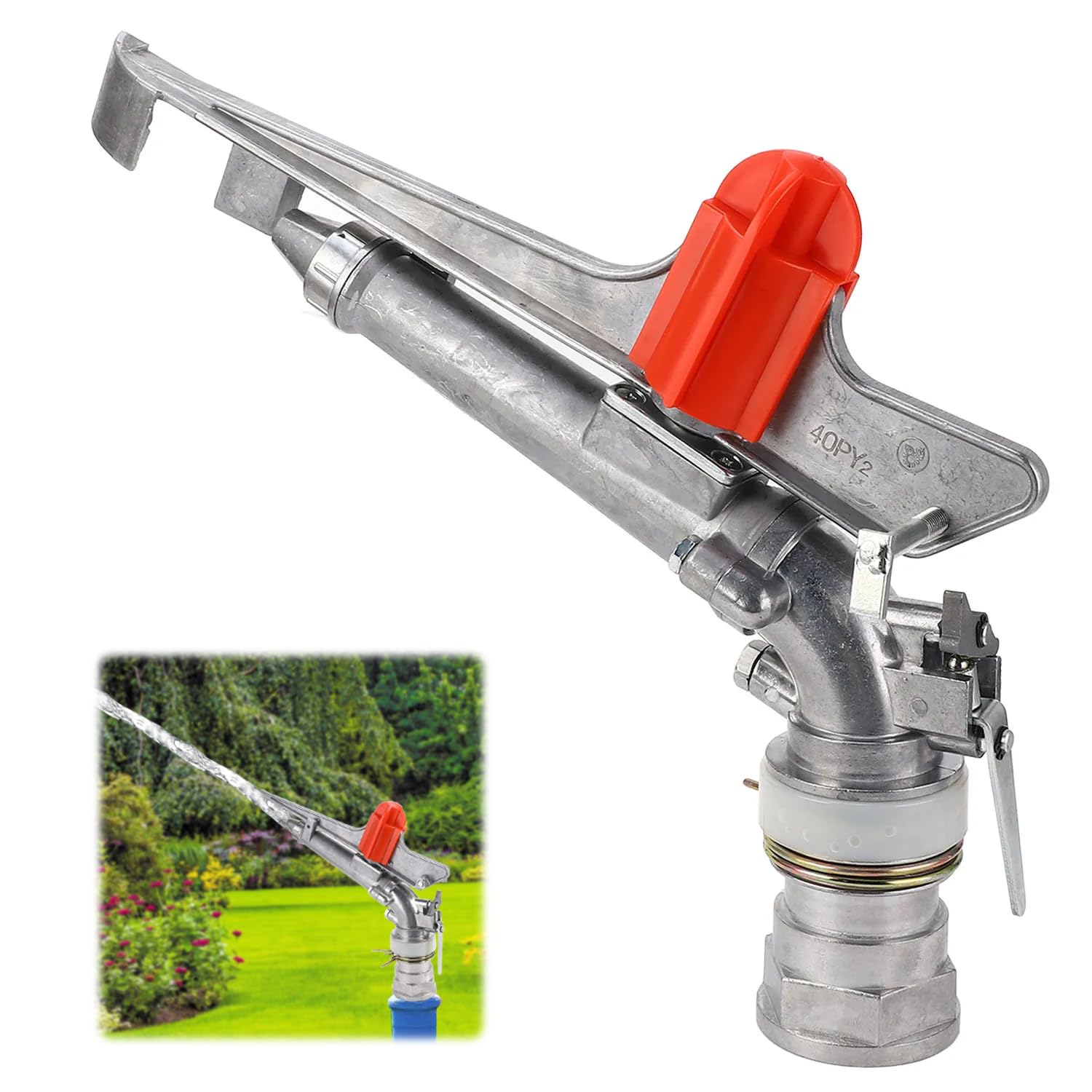 Sprinkler für Hof, 5,1 cm Rasensprenger Wassersprühpistole, große Fläche, Landwirtschaft, Bewässerung, Wassersprinkler für Rasen, Langstrecken-Gartensprüher, 360 Grad verstellbar