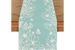 Artoid Mode Blue Bloom Flowers Butterfly Springtime Table Runner