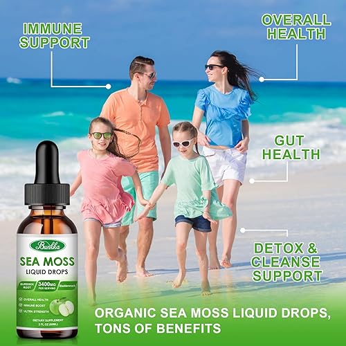 Miniatura 3 de Bunkka Gotas líquidas de musgo marino, suplemento orgánico de musgo marino irlandés, raíz de bardana y vejiga para el sistema inmunológico,