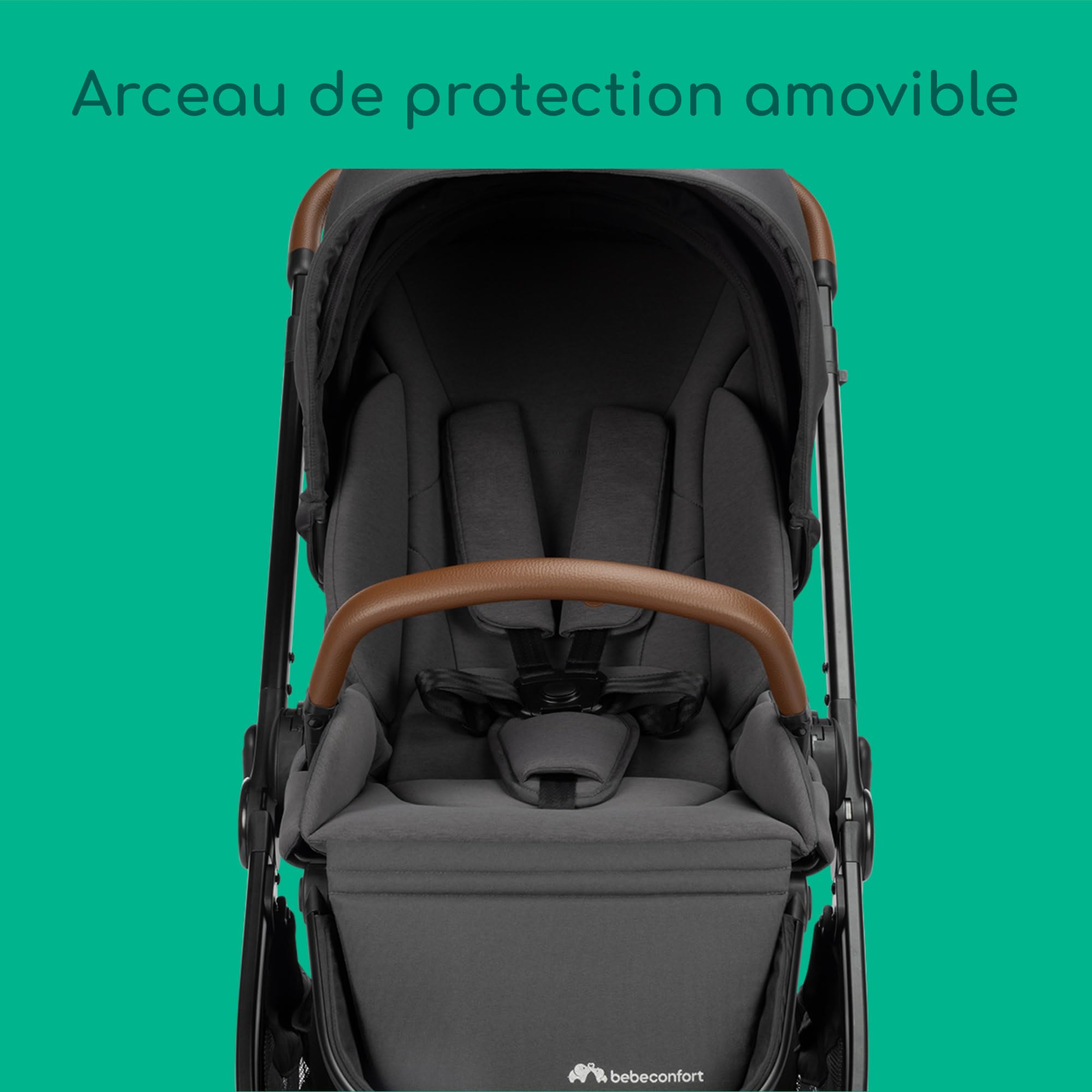 Bebeconfort Luvia Trio Poussette 3 en 1 0-22 kg Siège auto bébé Nacelle Pliage intelligent Guidon réglable Absorption des chocs Mineral Graphite