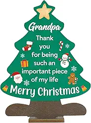 Presentes de vovô para avós de Natal, melhores presentes para avós, presentes legais para avós, enfeites de mesa de madeira de Feliz Natal