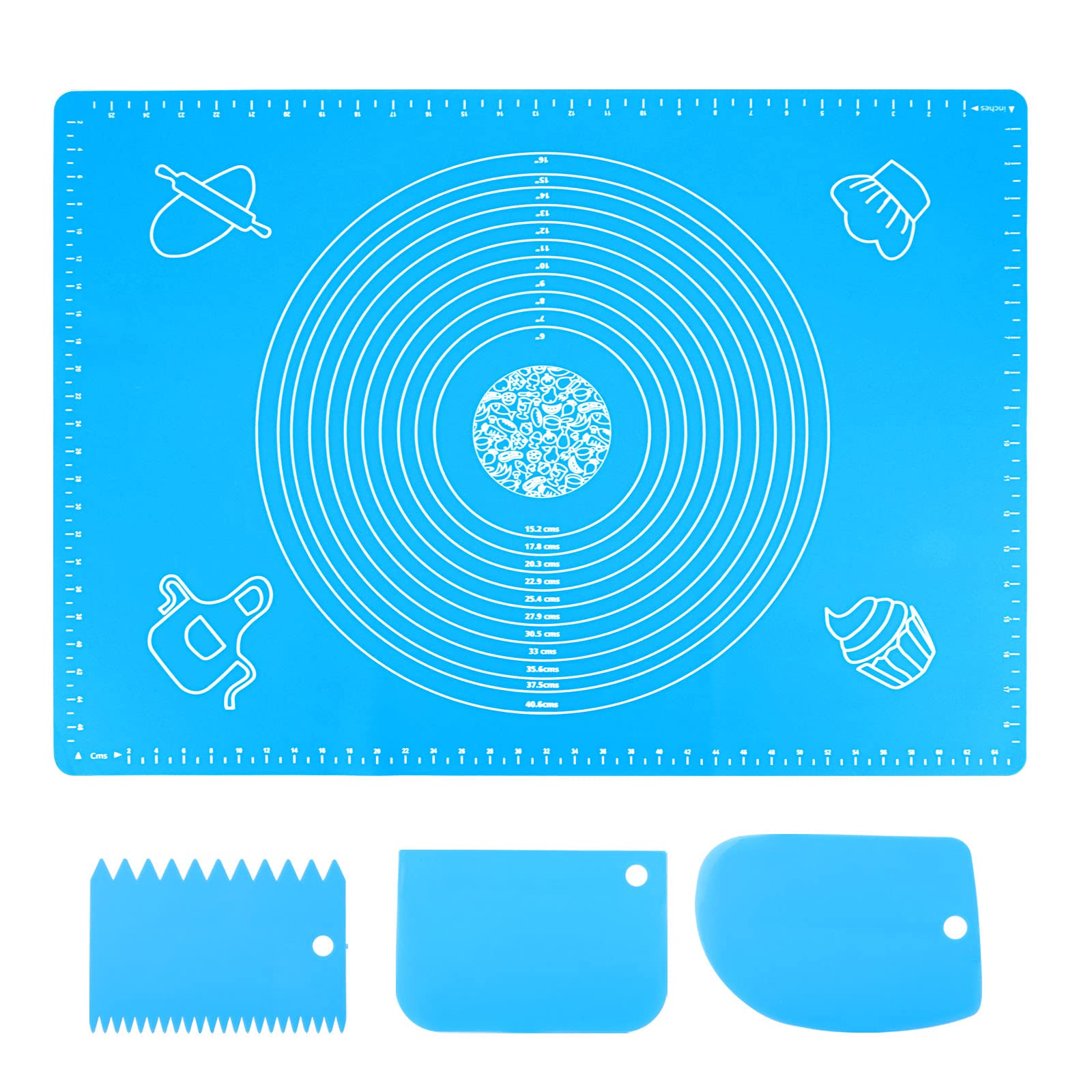 Extra Large 70x50cm Silicone Baking Sheet with Measurement - Non-Slip & Non-Stick Pastry Rolling & Kneading Board, Bread & Fondant Mat, Cooking Bakeware