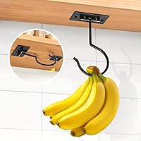 Fitnice Foldable Self-Adhesive Banana Hook - Black Metal Under Cabinet Hanger for Kitchen RV Space Saving Freshness