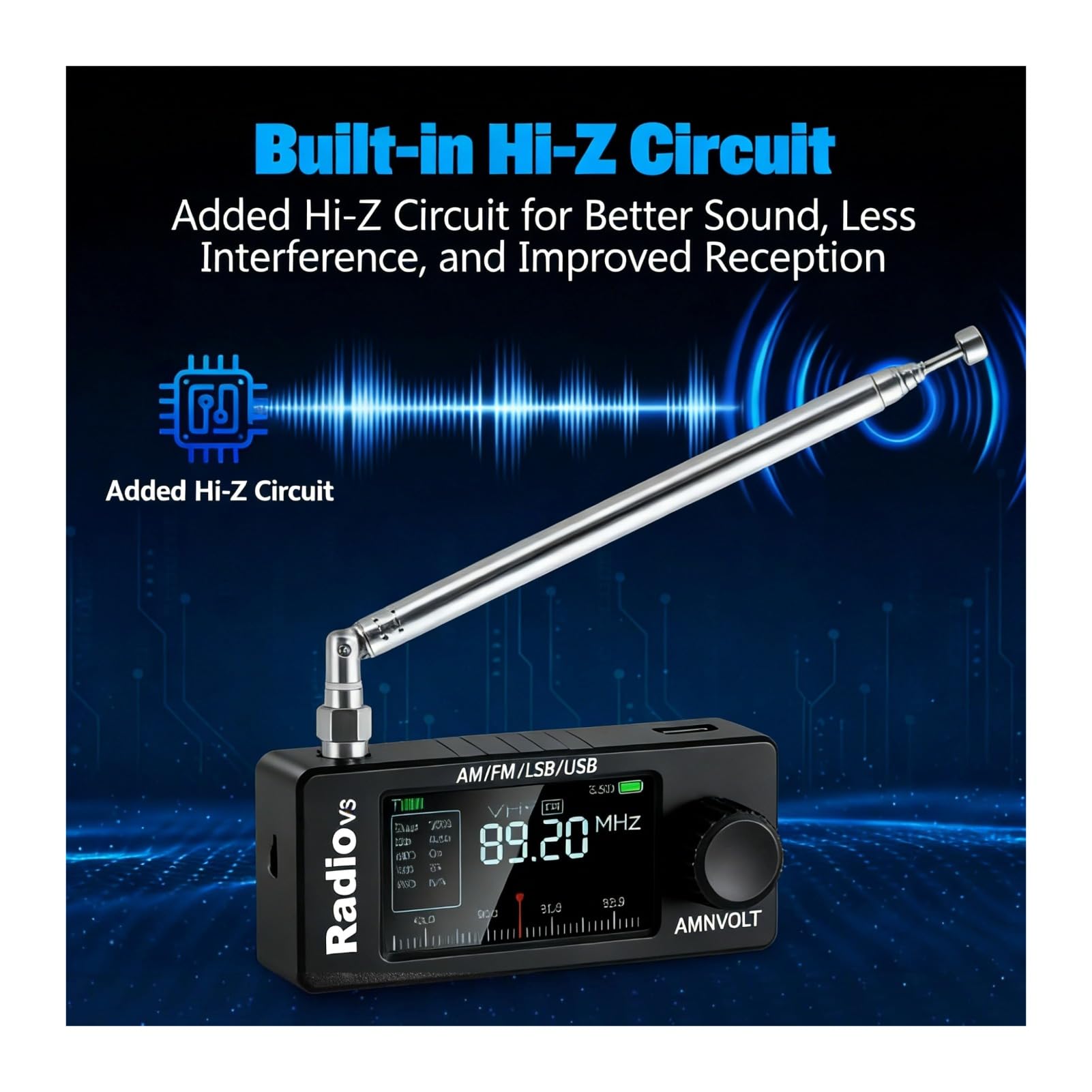 ATS Mini V4 Radio, Si4732 DSP Kurzwellenempfänger, tragbares Allband-Taschenradio mit Hi-Z-Schaltung und Kopfhörerverstärker für Reisen, Radiobegeisterte
