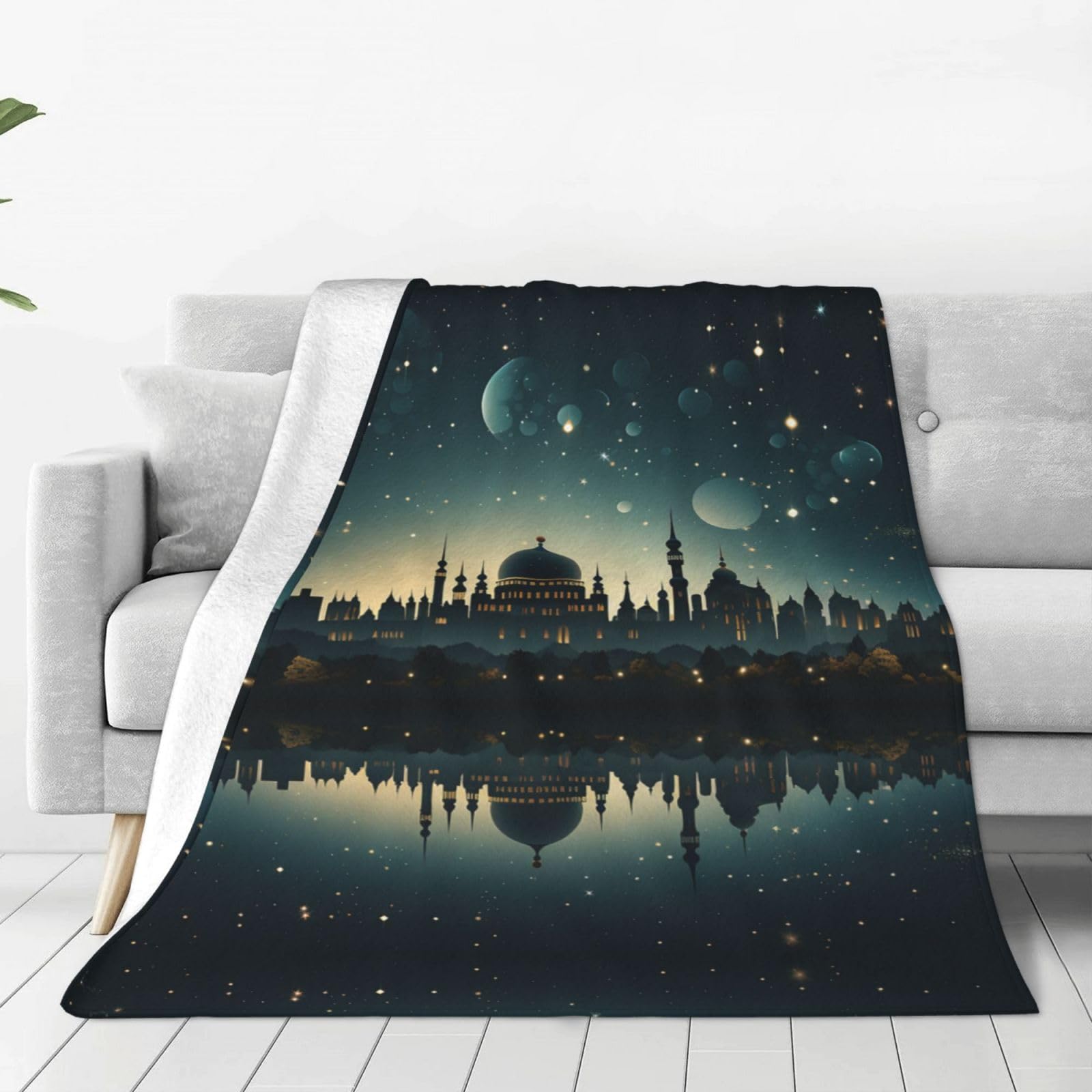 Couverture polaire douce et durable motif nuit étoilée de qualité