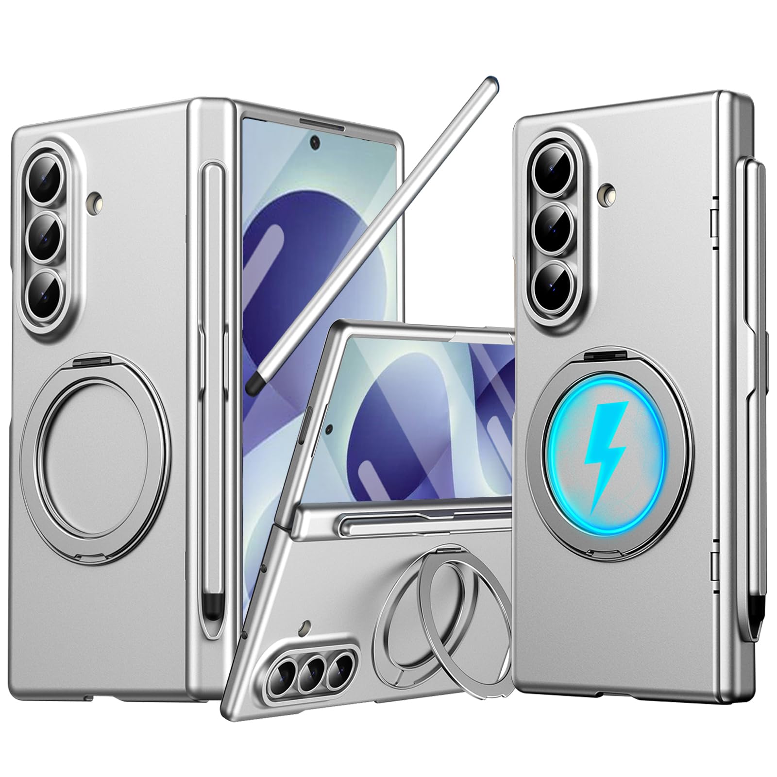 Custodia per Samsung Galaxy Z Fold 8 con portapenne e pennino capacitivo, compatibile con Magsafe anello di rotazione magnetico con cavalletto protezione dello schermo copertura completa
